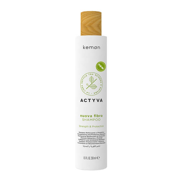 Kemon - Actyva Nuova Fibra Shampoo, Shampoo ad Azione Ristrutturante per Capelli Sfibrati o Danneggiati con Amaranto e Alga Rossa - 250 ml