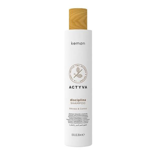 Kemon - Actyva Disciplina Shampoo, Idratante e Districante per Capelli Crespi, con Acido Ialuronico e Olio di Mandorle, Effetto Seta - 250 ml