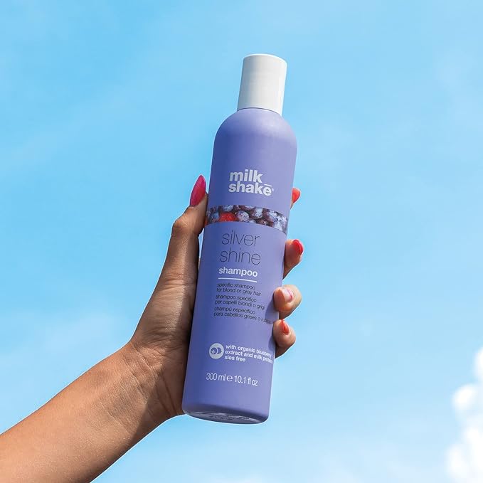 milk_shake® | silver shine shampoo | Shampoo Specifico per Capelli Biondi o Grigi con azione intensiva | 300 ml| Shampoo Antigiallo con Pigmenti Viola - Immagine 2