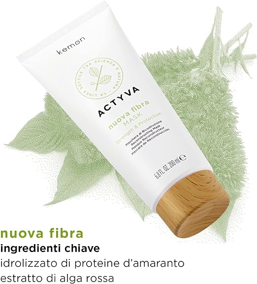 Kemon - Actyva Nuova Fibra Mask , Maschera Protettiva e Ristrutturante per Capelli Sfibrati o Danneggiati con Amaranto e Alga Rossa - 200 ml - Immagine 3