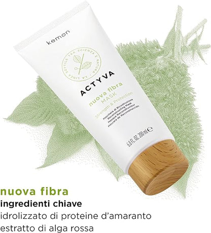 Kemon - Actyva Nuova Fibra Mask , Maschera Protettiva e Ristrutturante per Capelli Sfibrati o Danneggiati con Amaranto e Alga Rossa - 200 ml - Immagine 3