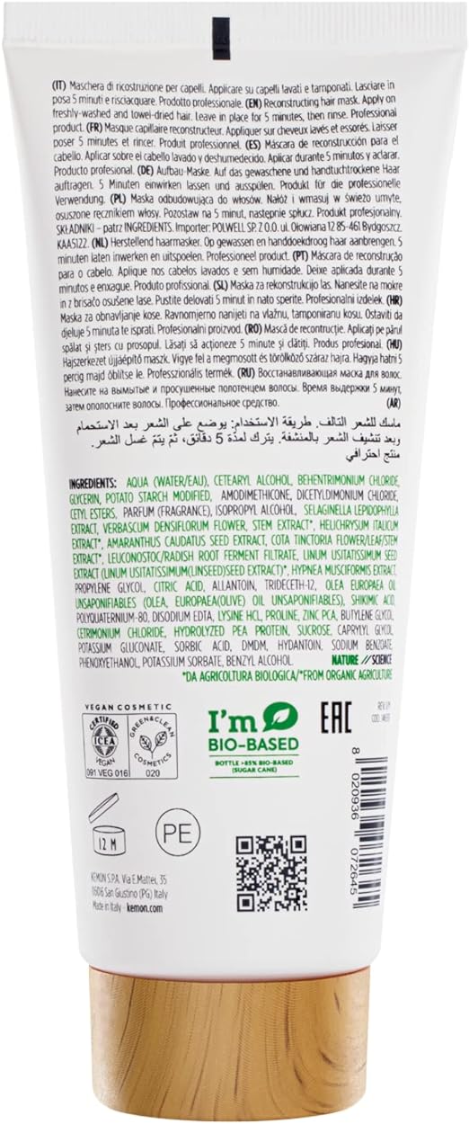 Kemon - Actyva Nuova Fibra Mask , Maschera Protettiva e Ristrutturante per Capelli Sfibrati o Danneggiati con Amaranto e Alga Rossa - 200 ml - Immagine 5