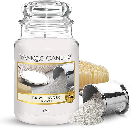 Yankee Candle Candela profumata in giara grande | Baby Powder | Durata Fino a 150 Ore