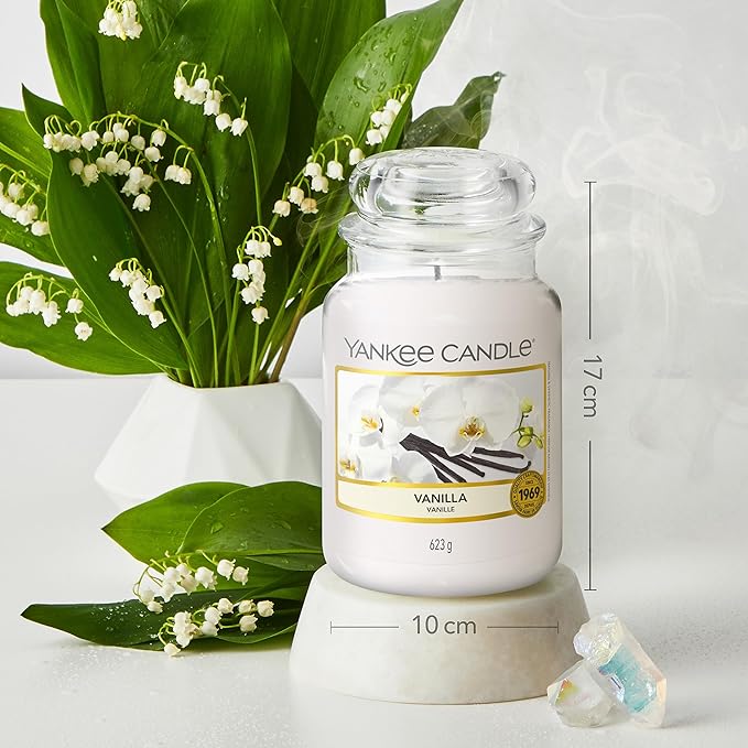 Yankee Candle Vanilla Candela Profumata In Giara Grande, Vaniglia 623g 150ore - Immagine 4