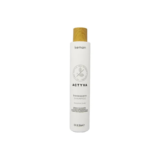 Kemon - Actyva Benessere Shampoo, Azione Lenitiva e Decongestionante per Cute Sensibile a base di Estratti Vegetali e Oli Essenziali - 250 ml